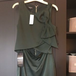 Bebe green satin dress with bow
